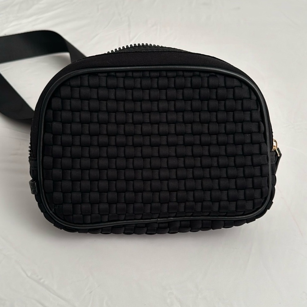 Ahdorned Black Woven Crossbody Bag